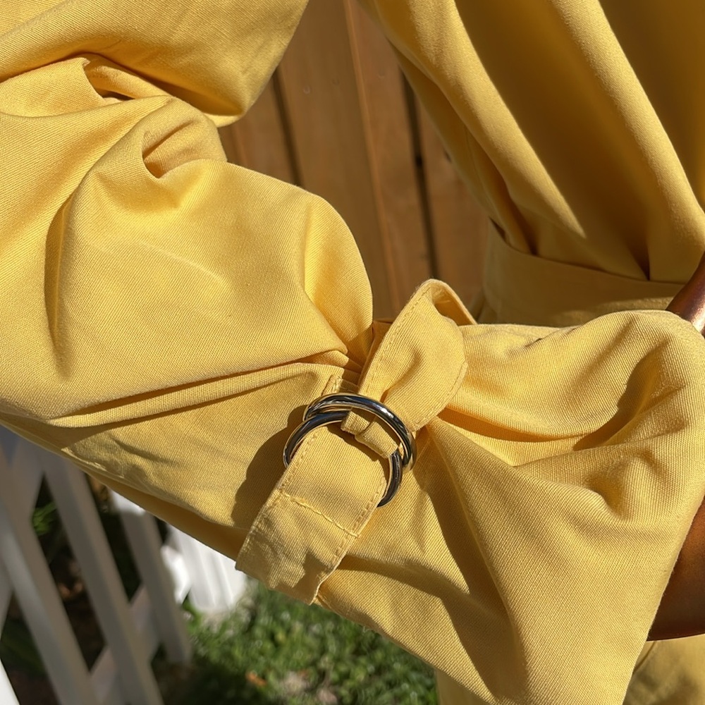Vintage Yellow London Fog Maincoats SZ 12 Reg Button Close 2 Pocket Collar Lined - Picture 6 of 12